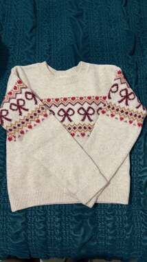Cat & Jack Girls' Fair Isle Bow and Heart Patterned Sweater